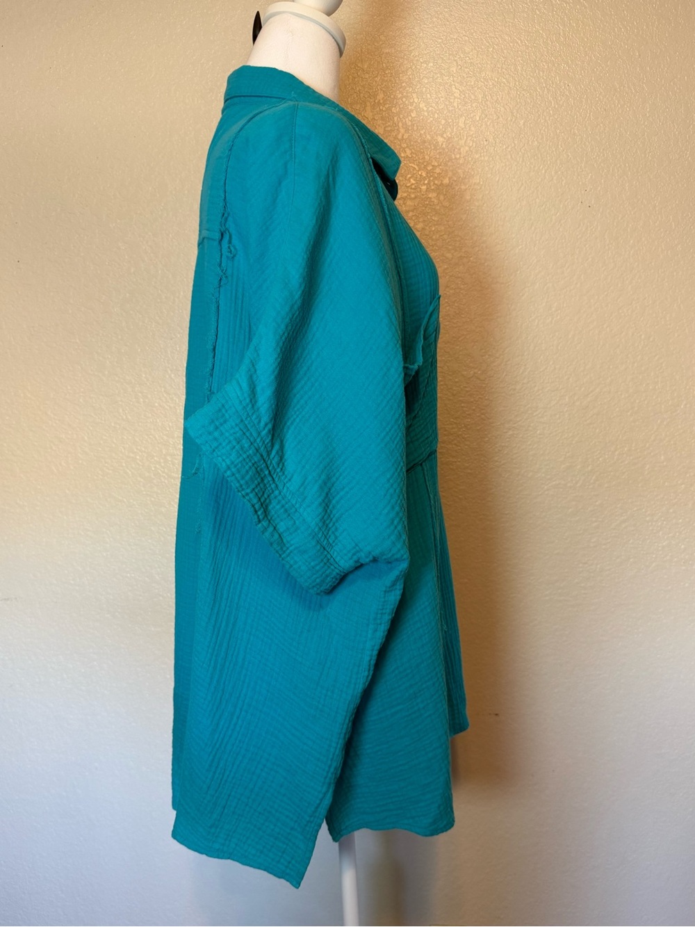Torrid Dolman Sleeve Soft Gauze Button Up Short Sleeve Top Turquoise Size 2X - Picture 6 of 11